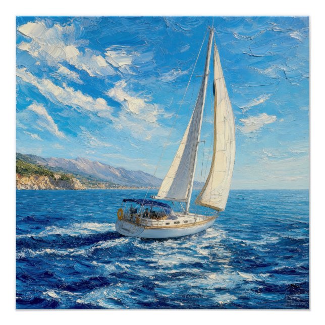 Segelboot-Impasto-Malerei  Poster (Vorderseite)