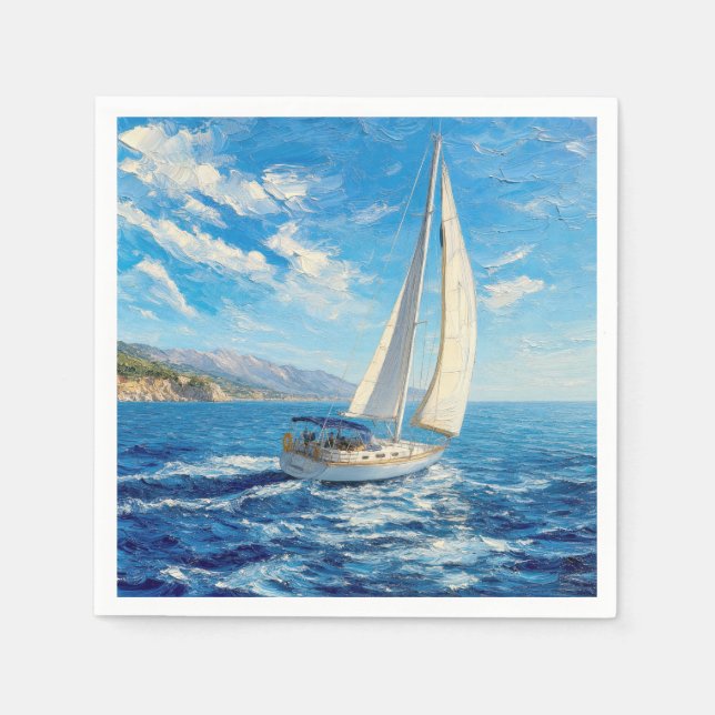 Segelboot-Impasto-Malerei  Serviette (Vorderseite)