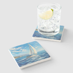 Segelboot-Impasto-Malerei  Steinuntersetzer