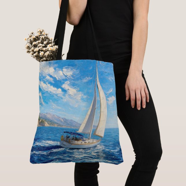 Segelboot-Impasto-Malerei  Tasche (Von Nahem)