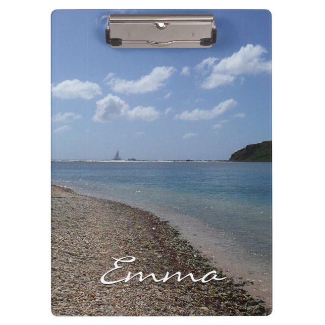 Segelboot in der Ferne bei St. Thomas Klemmbrett (Vorderseite)