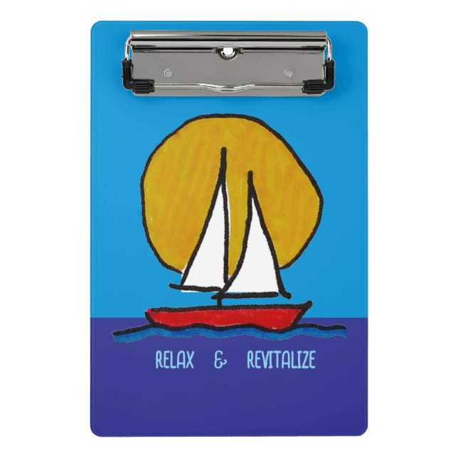 Segelboot in der Sonne Mini Klemmbrett (Vorderseite)