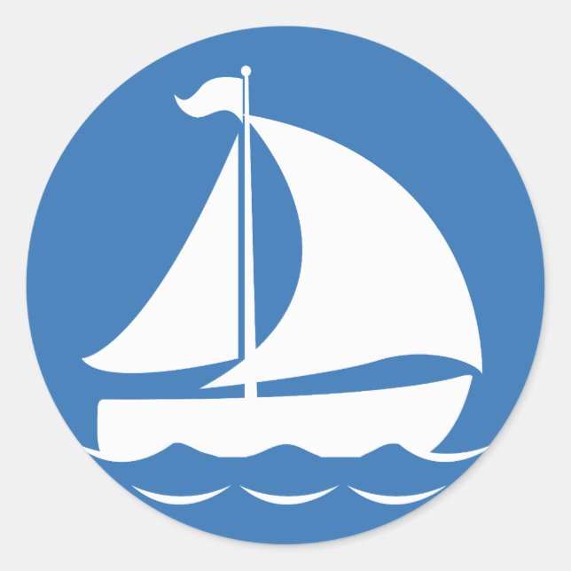 Segelboot in einem blauen Kreis Runder Aufkleber (Vorderseite)