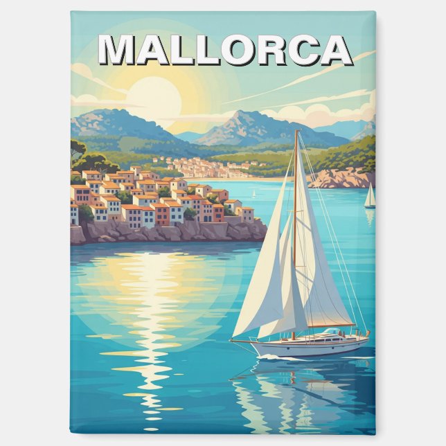 Segelboot in Mallorca Spanien Reise Magnet (Vorderseite)