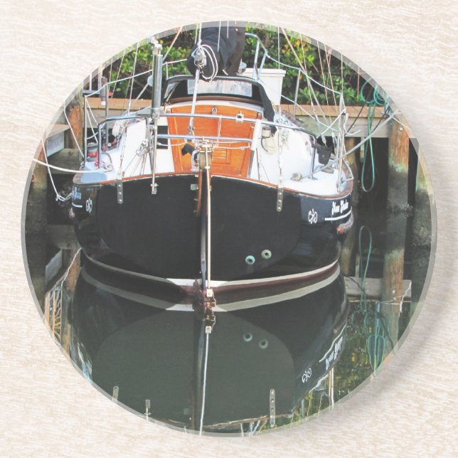 Segelboot in Slip Sandstone Untersetzer (Vorne)