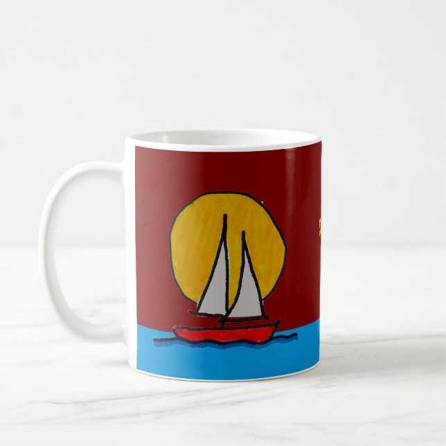 Segelboot in Sun Deep Red Kaffeetasse (Links)