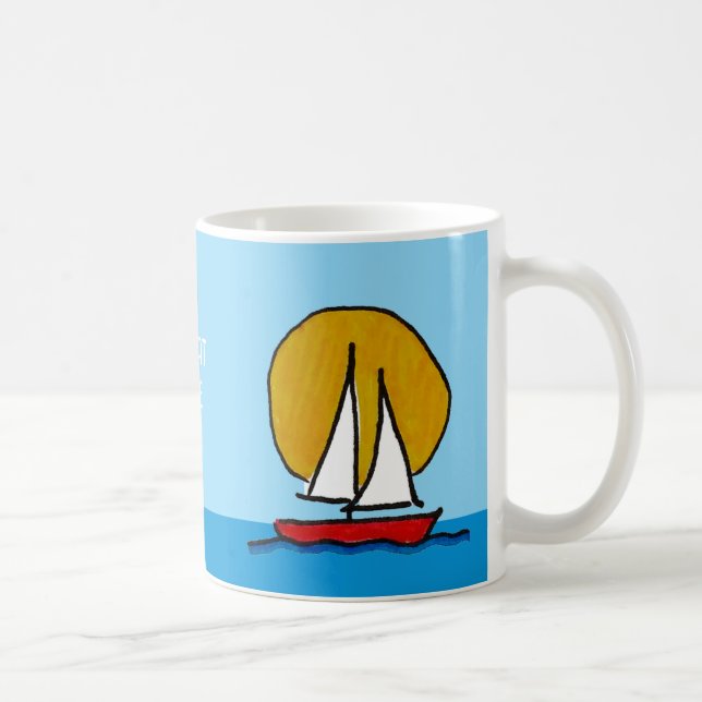Segelboot in Sun Deep Red Kaffeetasse (Rechts)