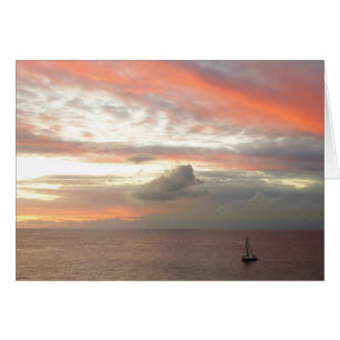 Segelboot in Sunset Beautiful Pink Seascape