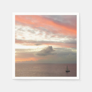 Segelboot in Sunset Beautiful Pink Seascape Serviette