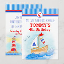 Segelboot Jungs zum dritten 4. Geburtstag einladen