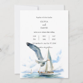 Segelboot Kreuzfahrt mit Seagull Ocean Wedding Einladung