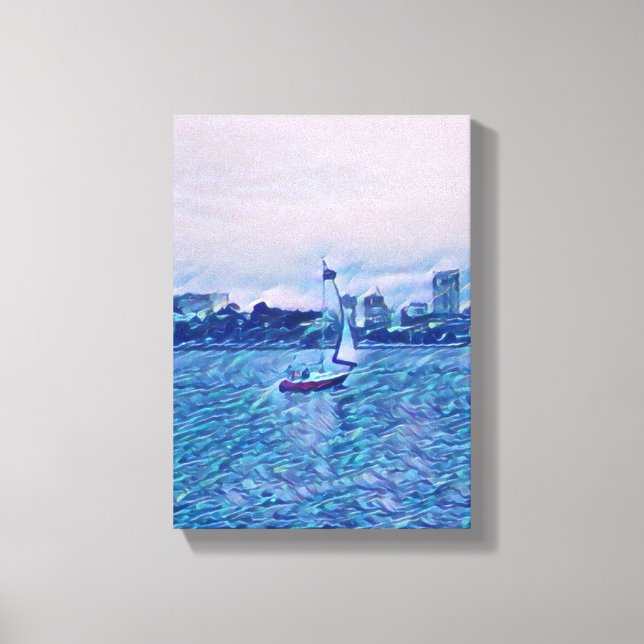 Segelboot Kunst, Leinwand, Aqua, Türkis, Wanddekor Leinwanddruck (Vorderseite)