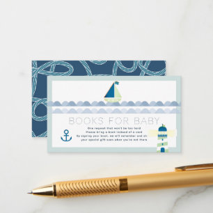 Segelboot & Leuchtturm Blaue Bücher für Baby Showe Begleitkarte