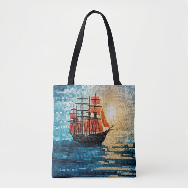 Segelboot Marine Art Deco Paint Tasche (Vorderseite)