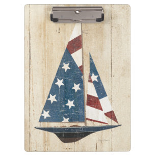 Segelboot mit amerikanischer Flagge Klemmbrett