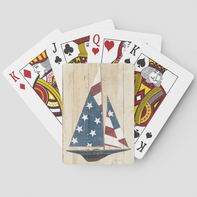 Segelboot mit amerikanischer Flagge Spielkarten (Rückseite)