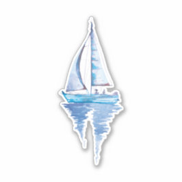Segelboot mit Aquarellfarbe Aufkleber