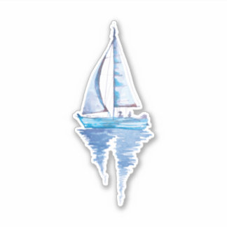 Segelboot mit Aquarellfarbe Aufkleber