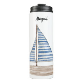 Segelboot mit Aquarellfarbe Thermosbecher
