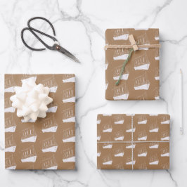 Segelboot mit nautischem Gold und Weißschiff Geschenkpapier Set
