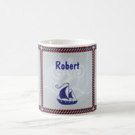 Segelboot mit Rope-Rahmen-Text Kaffeetasse
