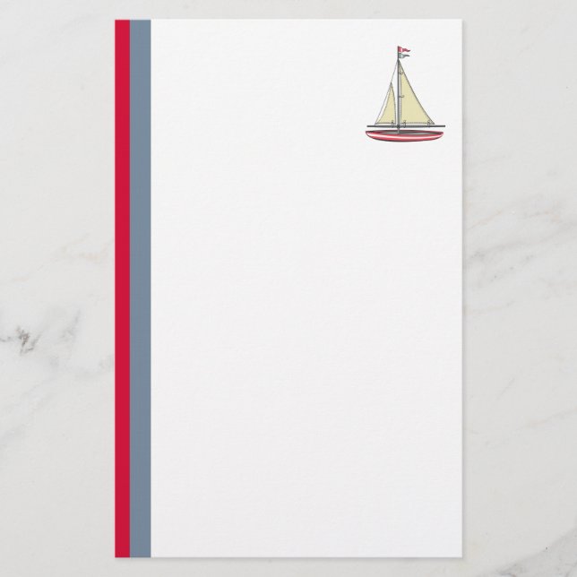 Segelboot mit Streifen Briefpapier (Vorderseite)