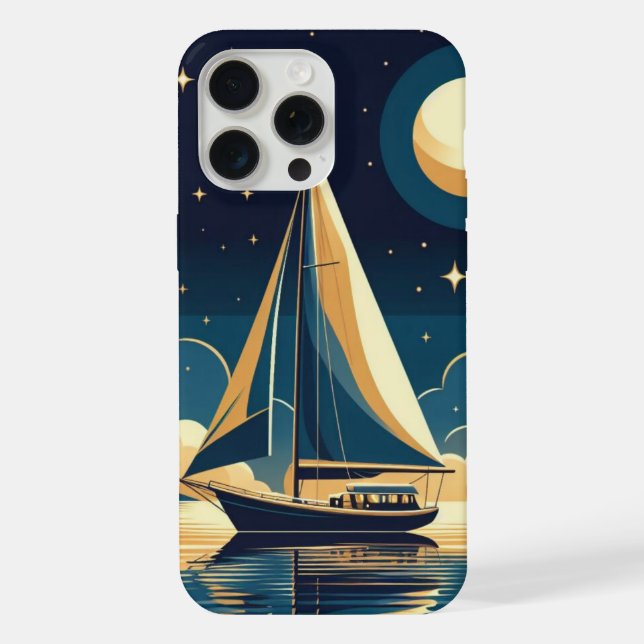 Segelboot nachts iPhone 15 pro max hülle (Rückseite)