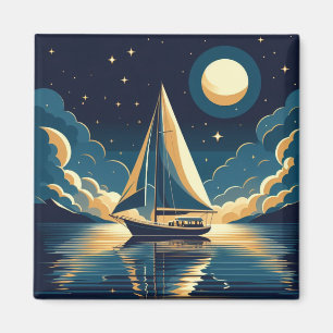 Segelboot nachts magnet