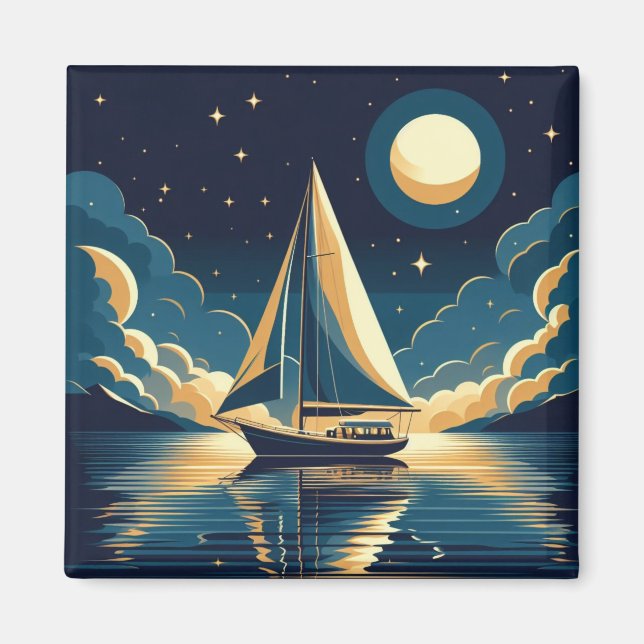 Segelboot nachts magnet (Vorne)