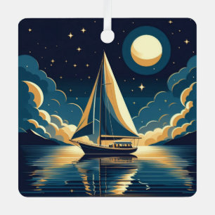 Segelboot nachts ornament aus metall