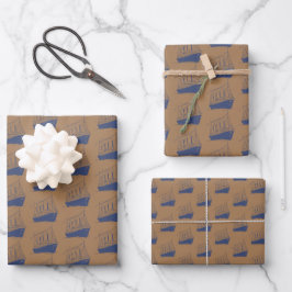 Segelboot Nautic Gold und Navy Blue Geschenkpapier Set