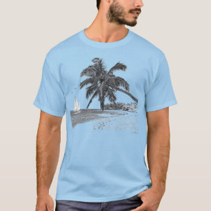 Segelboot Ozean Strand Palme T-Shirt