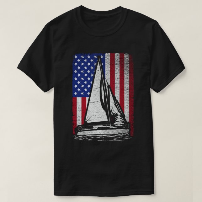 Segelboot Patriotic American Flag T-Shirt (Design vorne)