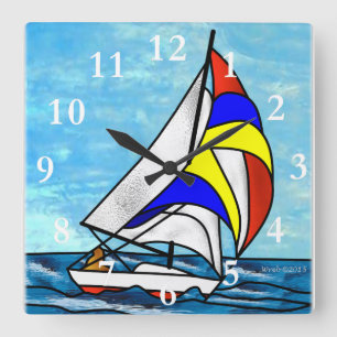 Segelboot Quadratische Wanduhr