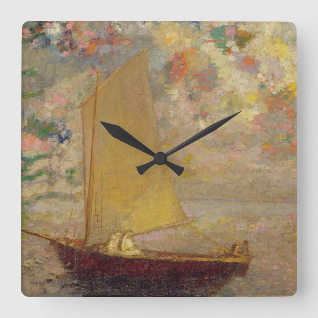 Segelboot Quadratische Wanduhr (Vorderseite)