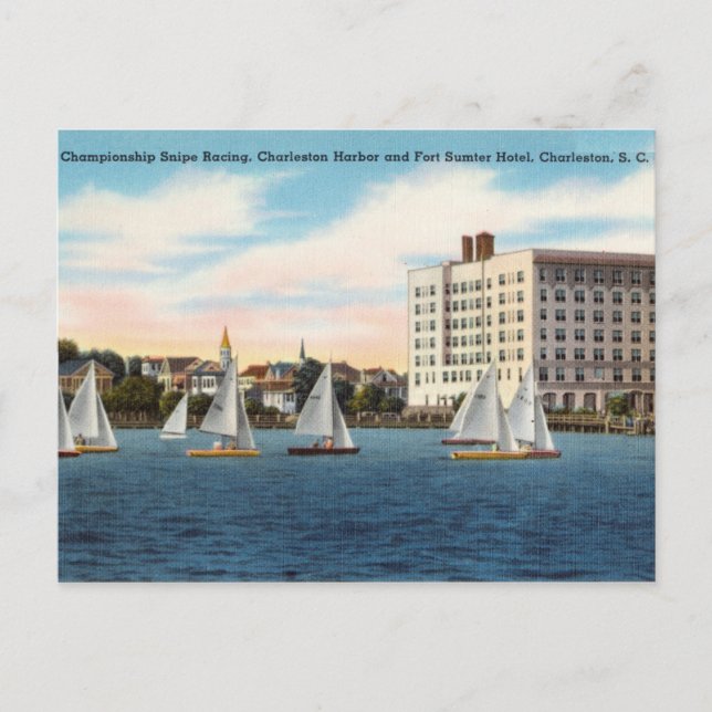 Segelboot Racing, Charleston Hafen, South Carolina Postkarte (Vorderseite)