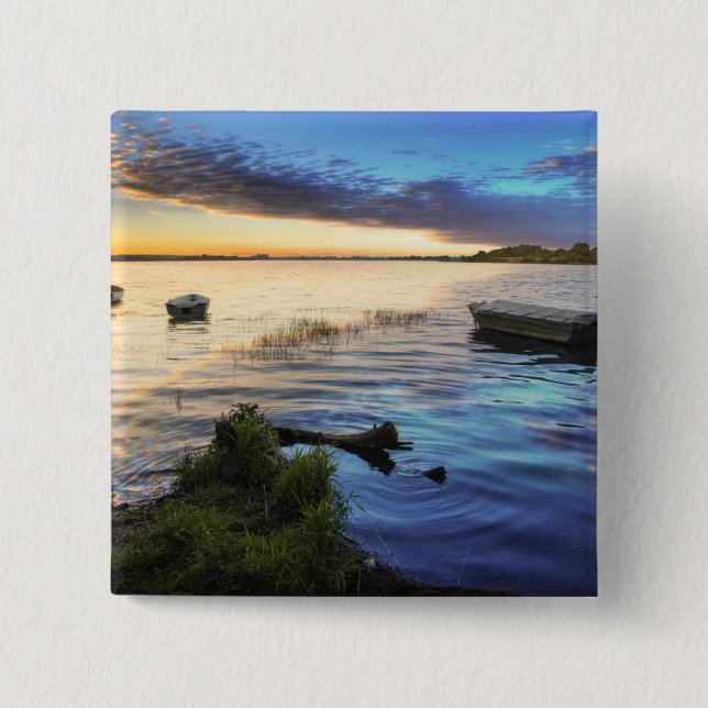 Segelboot-Reflexion vom Sonnenuntergang Button (Vorderseite)