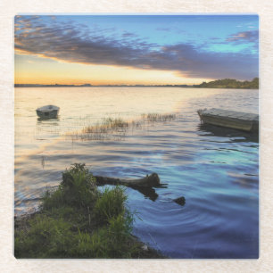 Segelboot-Reflexion vom Sonnenuntergang Glasuntersetzer