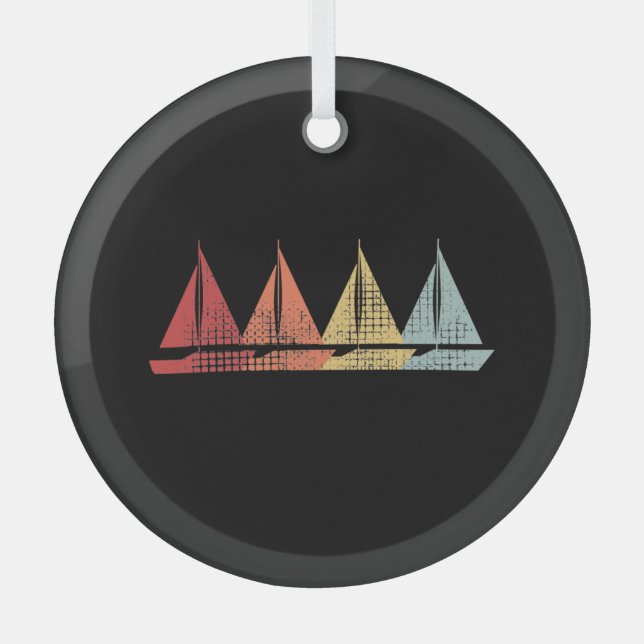 Segelboot Retro Ornament Aus Glas (Vorderseite)