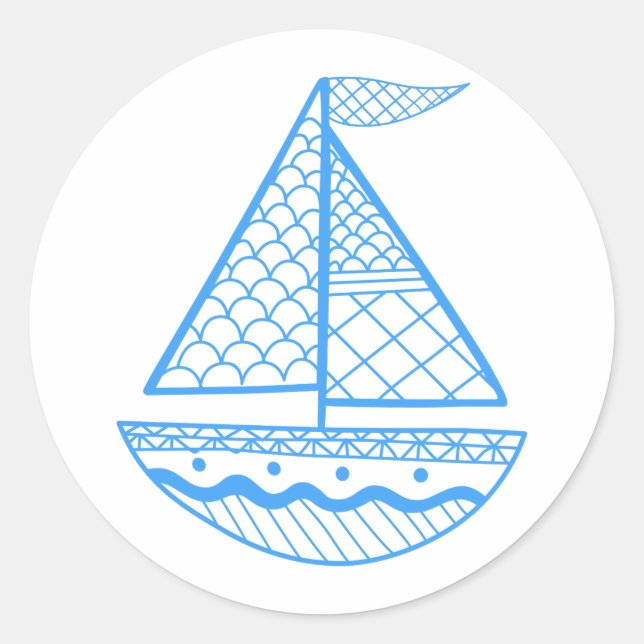 Segelboot Runder Aufkleber (Vorderseite)
