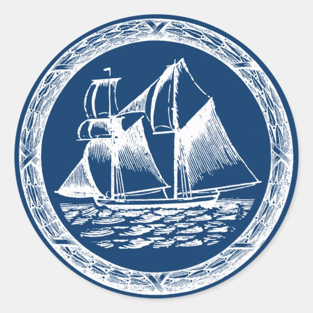 Segelboot Runder Aufkleber (Vorderseite)
