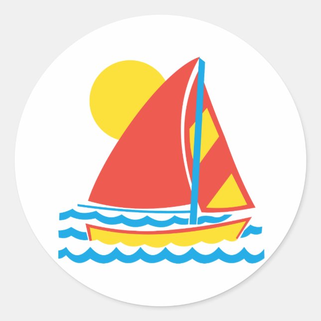 Segelboot Runder Aufkleber (Vorderseite)