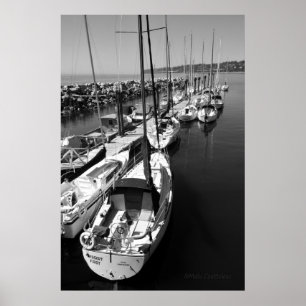 Segelboot-Schwarzweiss-Plakat Poster