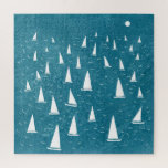 Segelboot Seascape<br><div class="desc">Ein Segelboot Rennen auf einem aquamarinen grünen Ozean. Ideal für Ihren Lieblingssegler, Yachtrennen und Regatta-Fan. Original nautische Kunst von Nic Squirrell.</div>