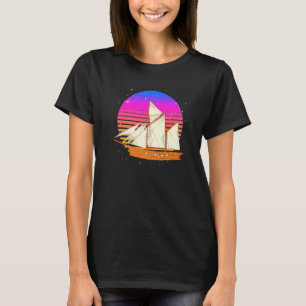 Segelboot-Segler 90er Vaporwave Sonnenuntergang Re T-Shirt
