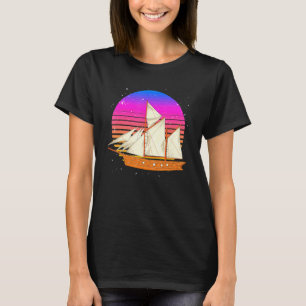 Segelboot-Segler 90er Vaporwave Sonnenuntergang Re T-Shirt