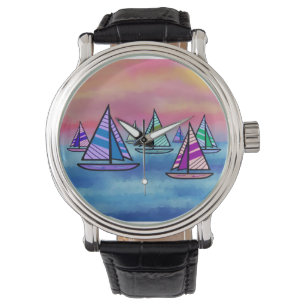 Segelboot-Sonnenaufgang Armbanduhr