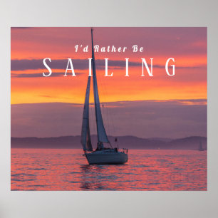 Segelboot Sonnenuntergang Orange Gold Violetter Hi Poster
