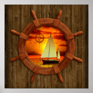 Segelboot Sonnenuntergang Poster