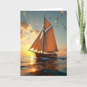 Segelboot Sonnenuntergang Vatertagskarte Karte